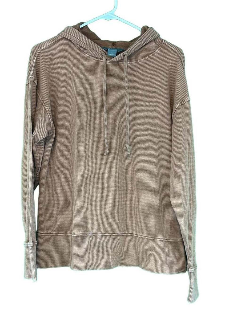 Natural Reflections Waffle Knit Hoodie Size M Brown